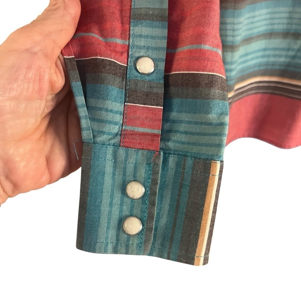 Sherry Cervi by Resistol Red and Teal Plaid Snap-Up Western Rodeo Shirt Sz S - Picture 5 of 11